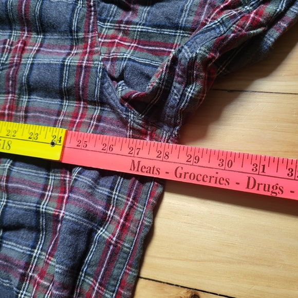 LL Bean Flannel Button Down Shirt Mens 2XL Gray Red Plaid Classic Outdoor Gorp - Picture 5 of 7